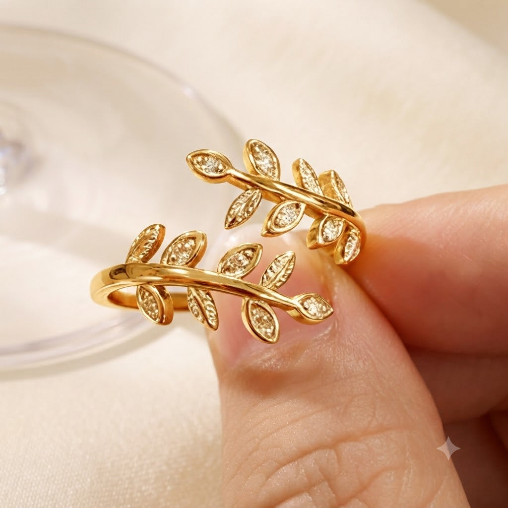 Dewdrop Leaf Ring