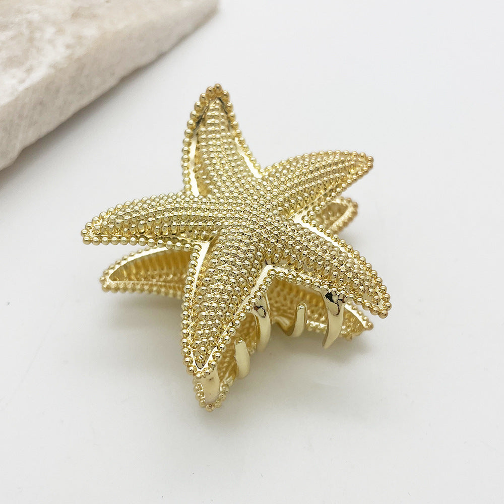 Gold Starfish Metal Hair Claw Clip