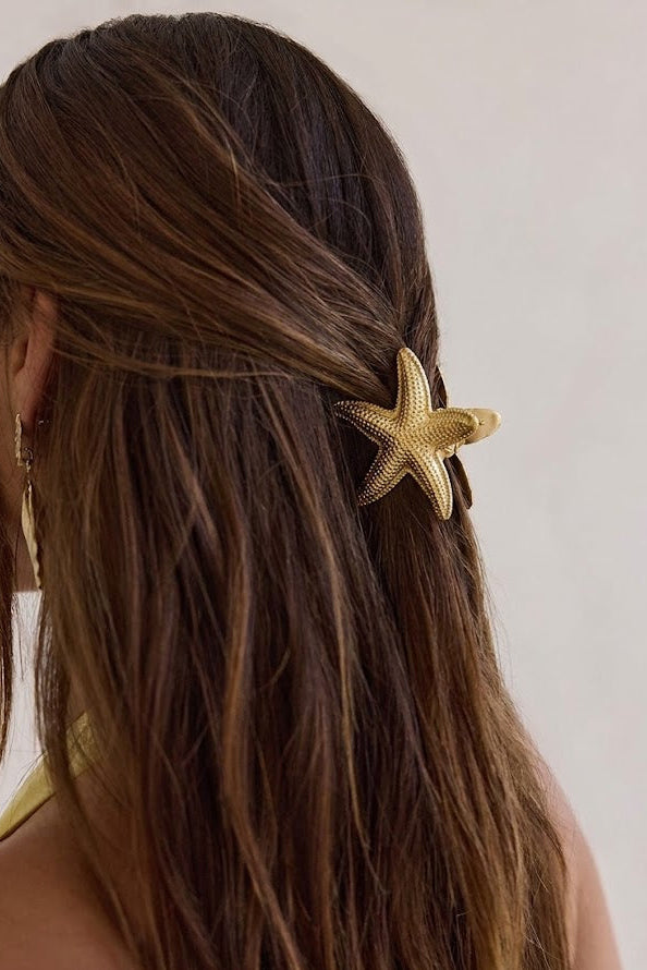 Gold Starfish Metal Hair Claw Clip