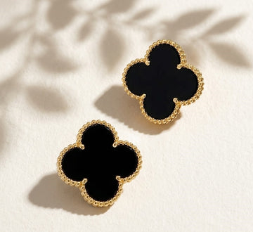 Clover Stud Earrings (Black,White,Golden)