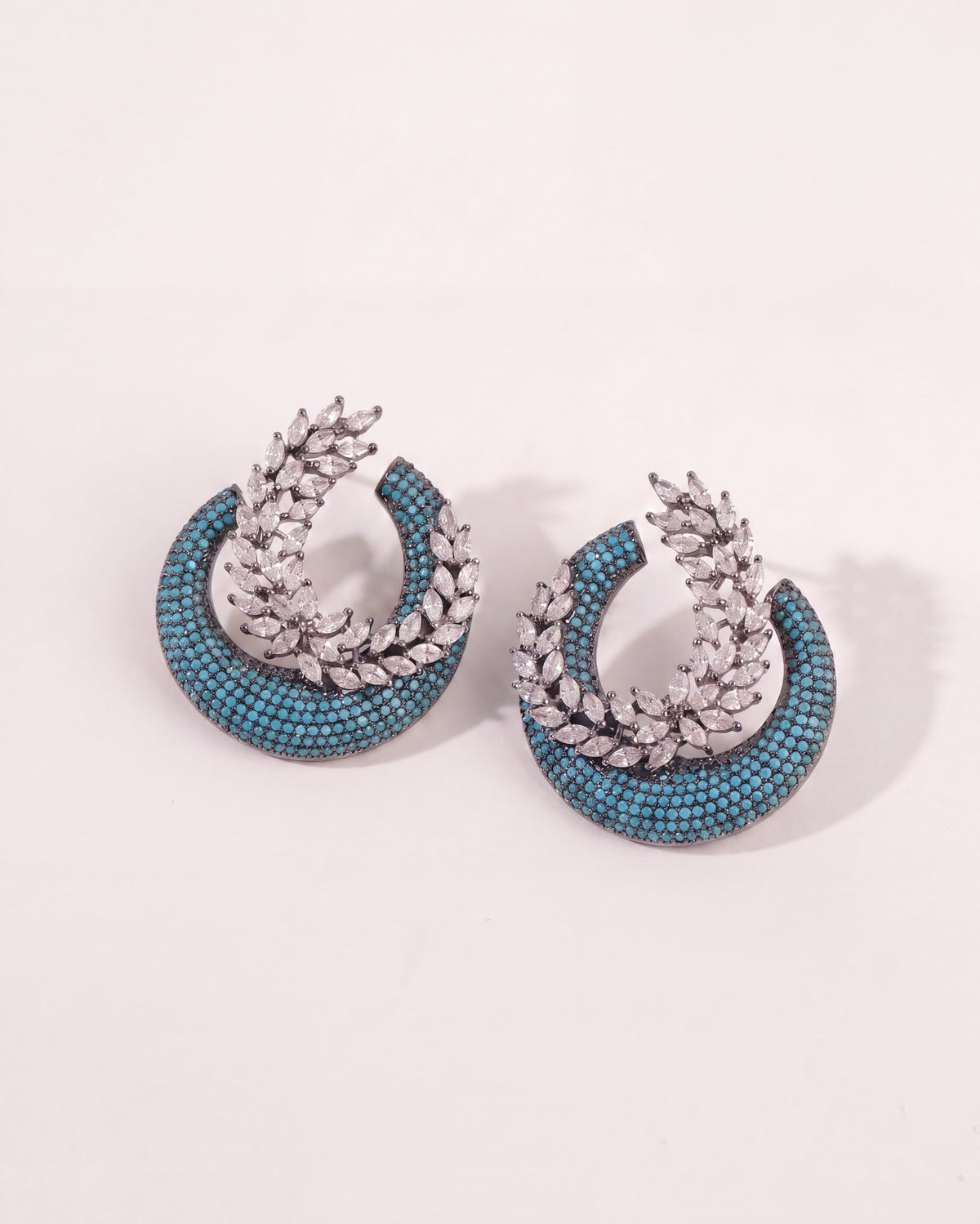 American Diamond Crescent Statement Earrings