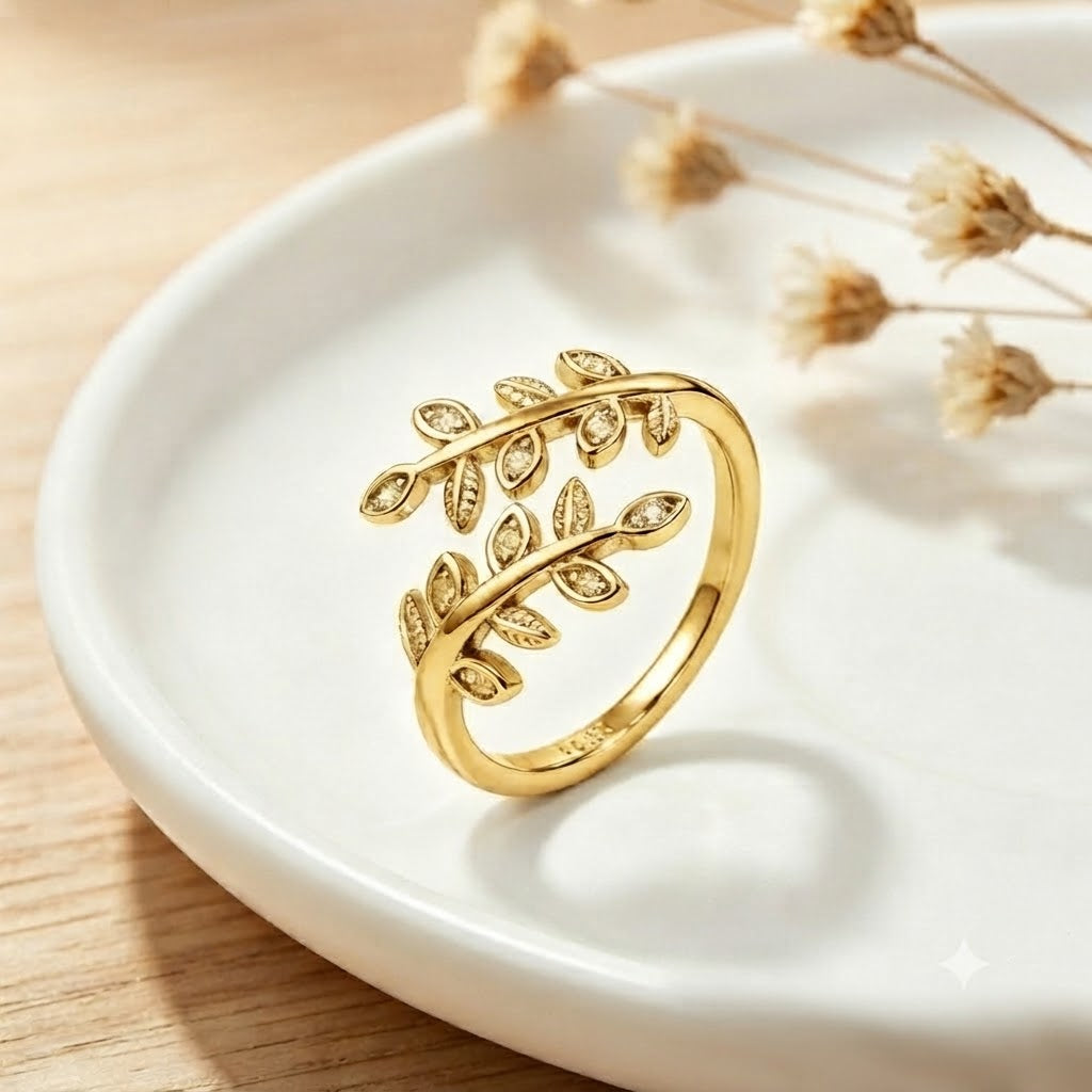 Dewdrop Leaf Ring