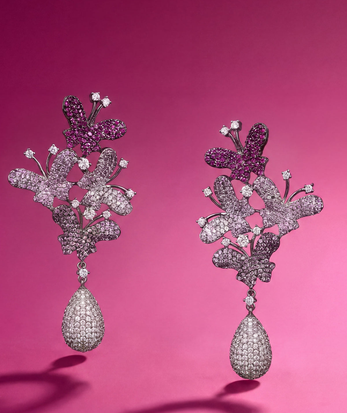 Floral Butterfly American Diamond Earrings