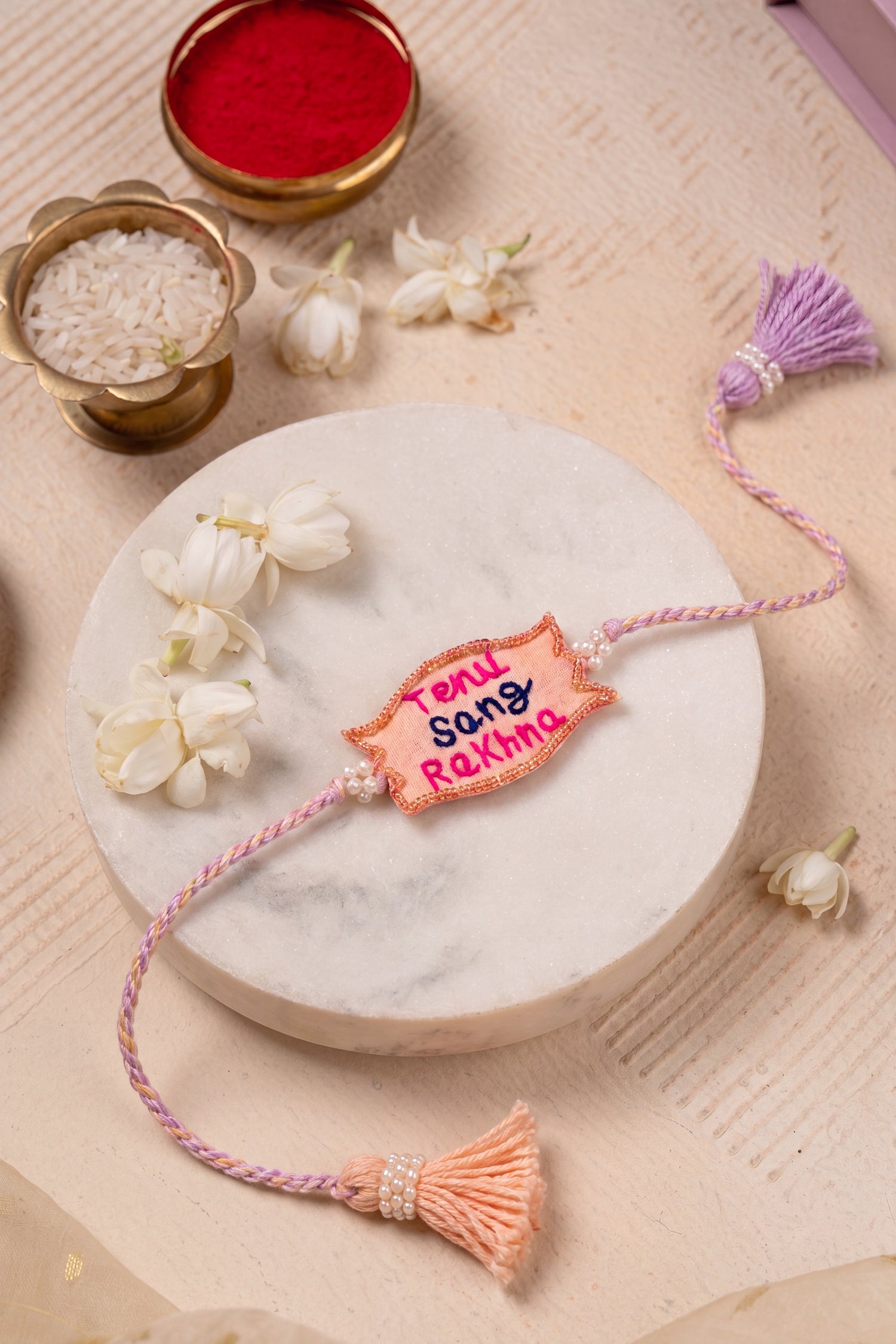 Handmade "Tenu Sang Rakhna" Designer Rakhi