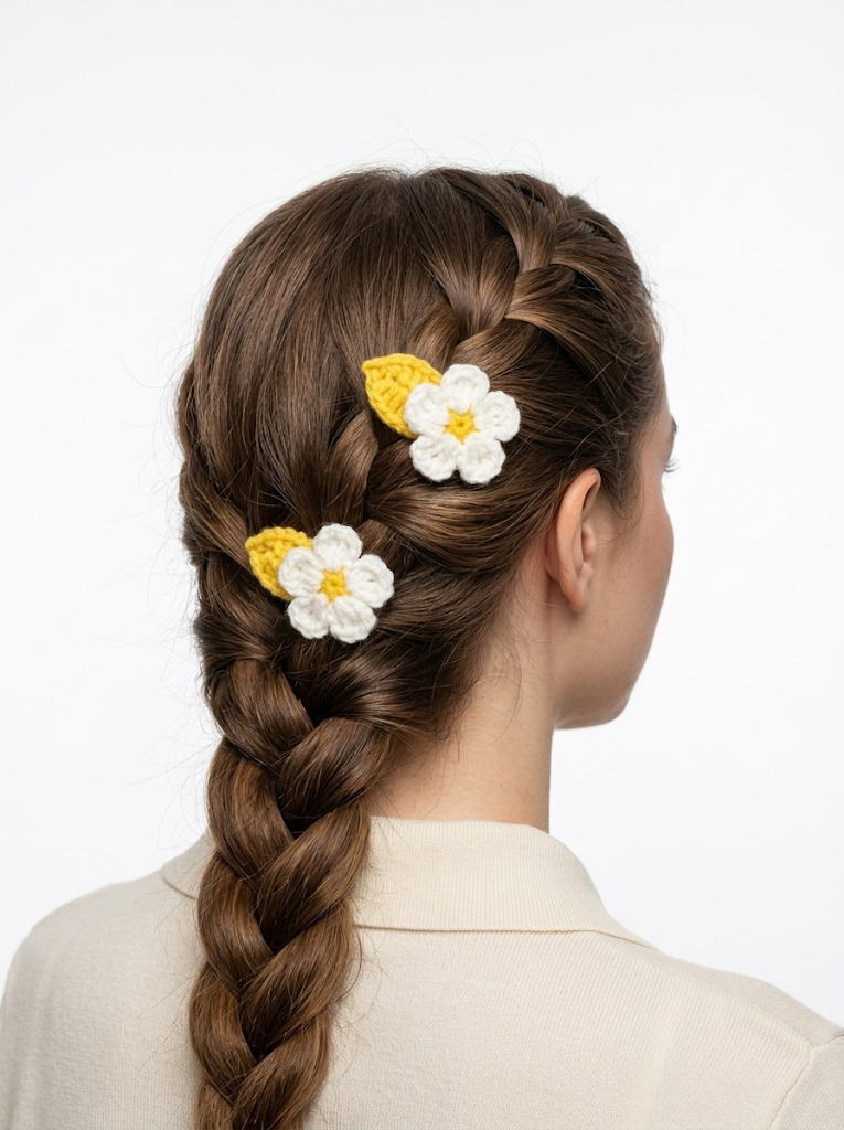 Crochet Floral Drop Hair Clips